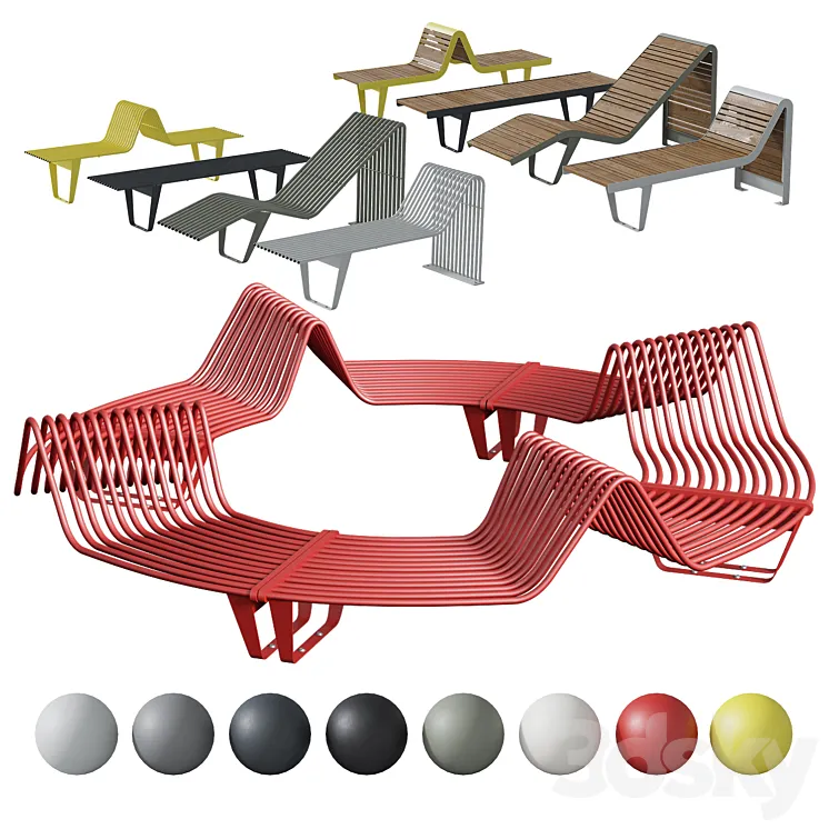 Infinity benches and sun loungers from Punto Group 3DS Max