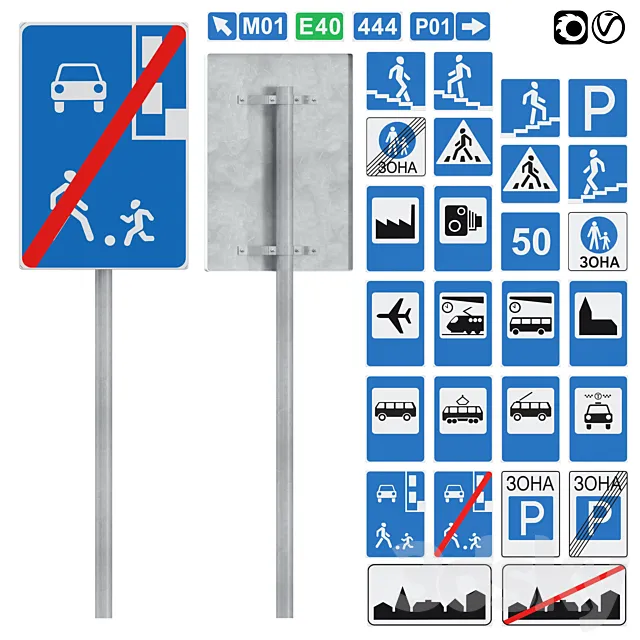 Information and indication signs set 3 3ds Max