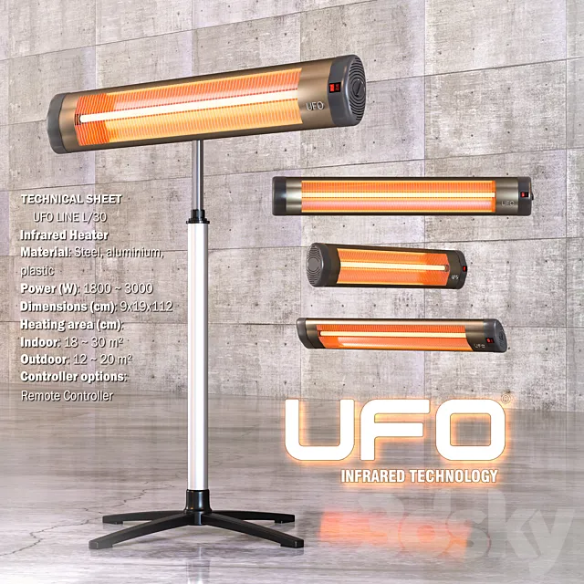 Infrared heater UFO LINE L _ 30 3ds Max