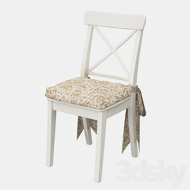 Ingolf chair (Ingolf IKEA) with a pillow and bows 3DSMax File