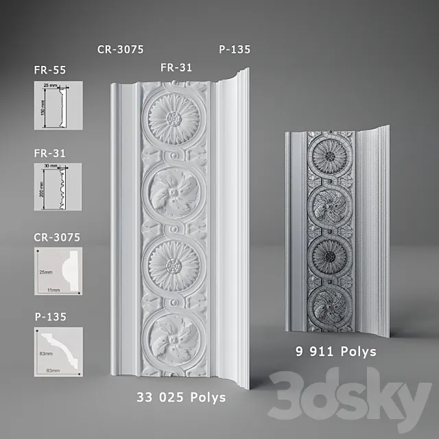 Inlaid cornice 3ds Max