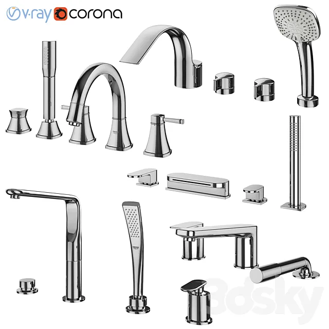 Inset bath mixers set 132 (Ravak Grohe IDEAL standard) 3ds Max