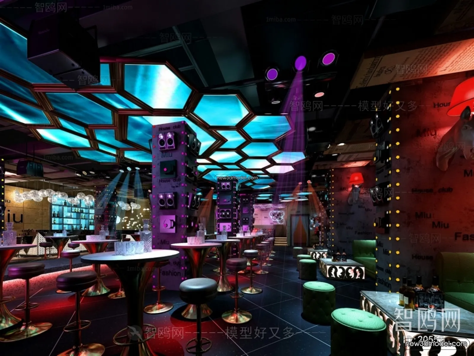 Interior 3D Model of Bar – 3D Blocks – 049 – VRAY