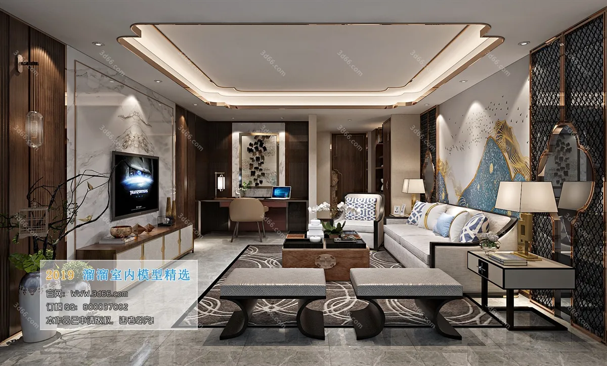 LIVING ROOM 3D MODELS – C010-Chinese style – 209