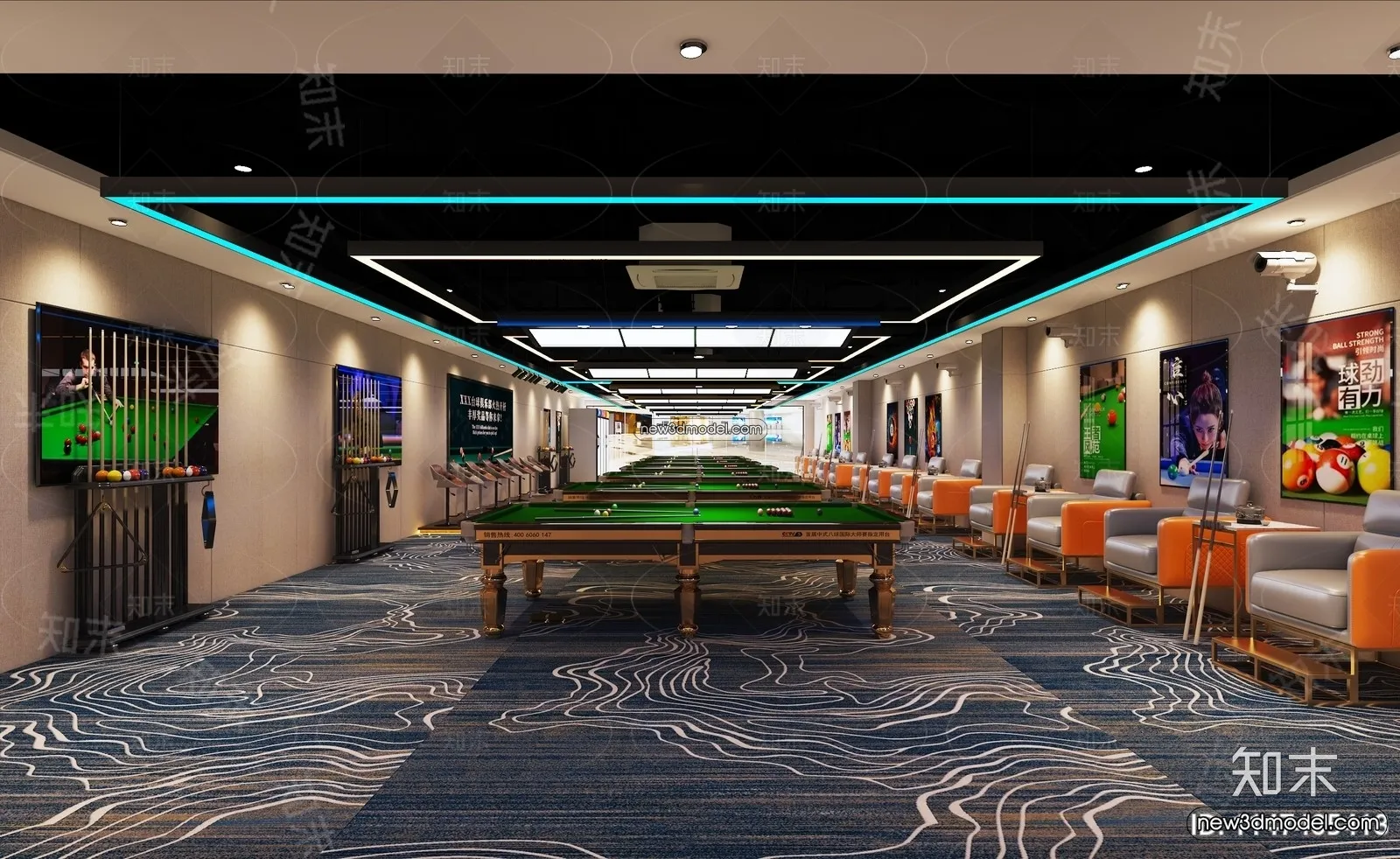 Interior 3D Models of Billiard – 3D Blocks – 028 – VRAY