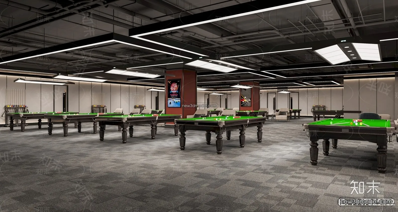 Interior 3D Models of Billiard – 3D Blocks – 033 – CORONA