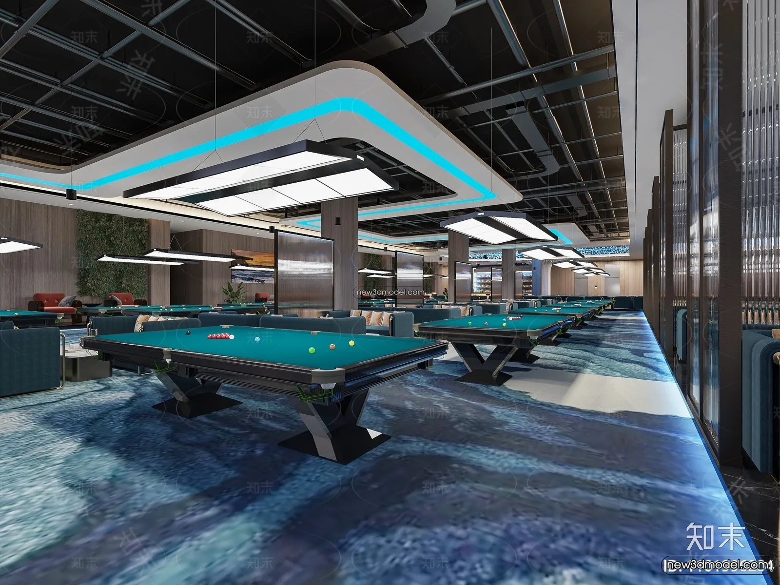 Interior 3D Models of Billiard – 3D Blocks – 060 – VRAY