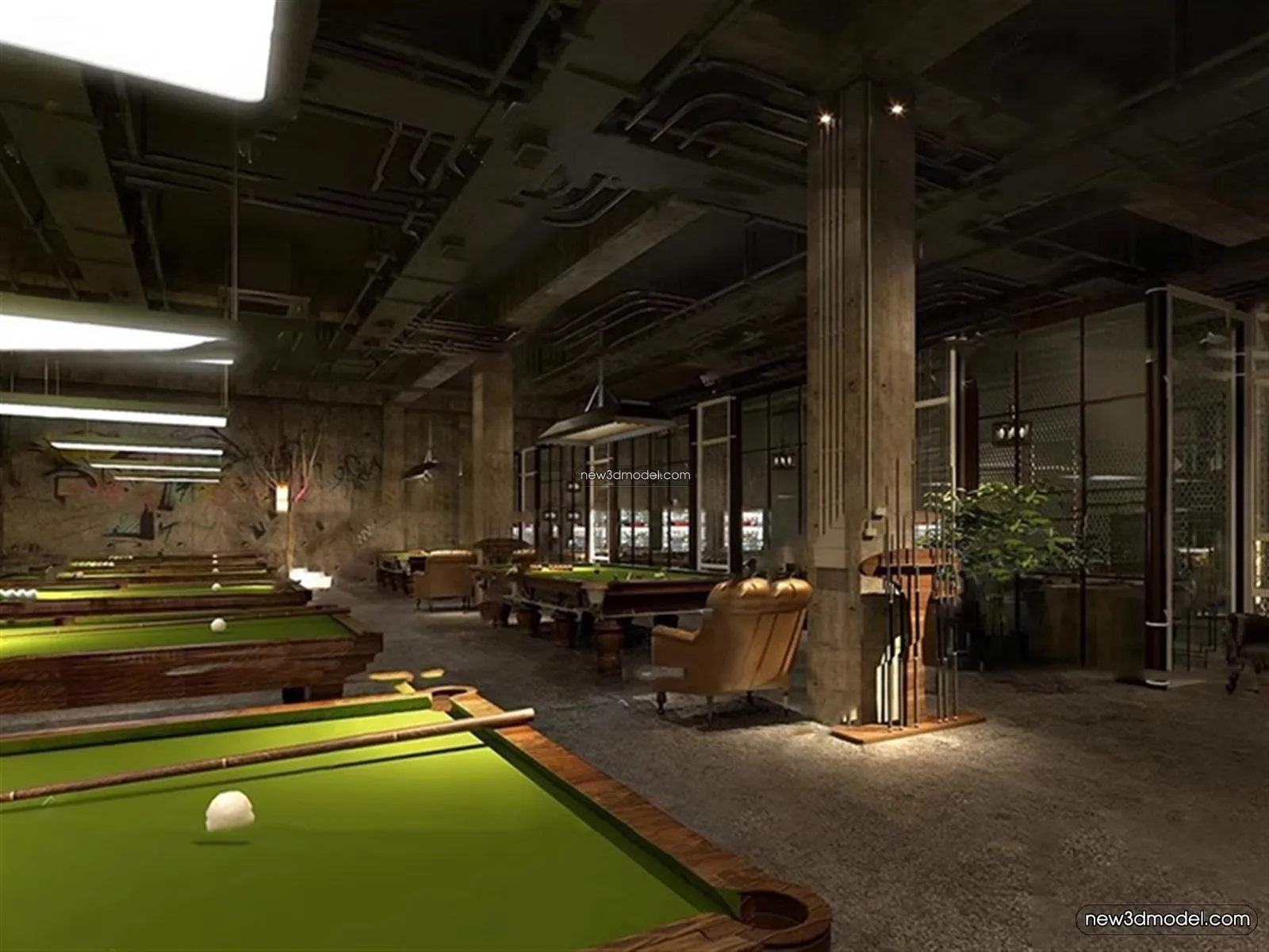 Interior 3D Models of Billiard – 3D Blocks – 061 – VRAY