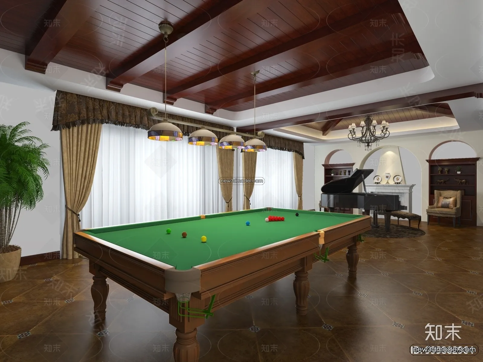 Interior 3D Models of Billiard – 3D Blocks – 069 – VRAY