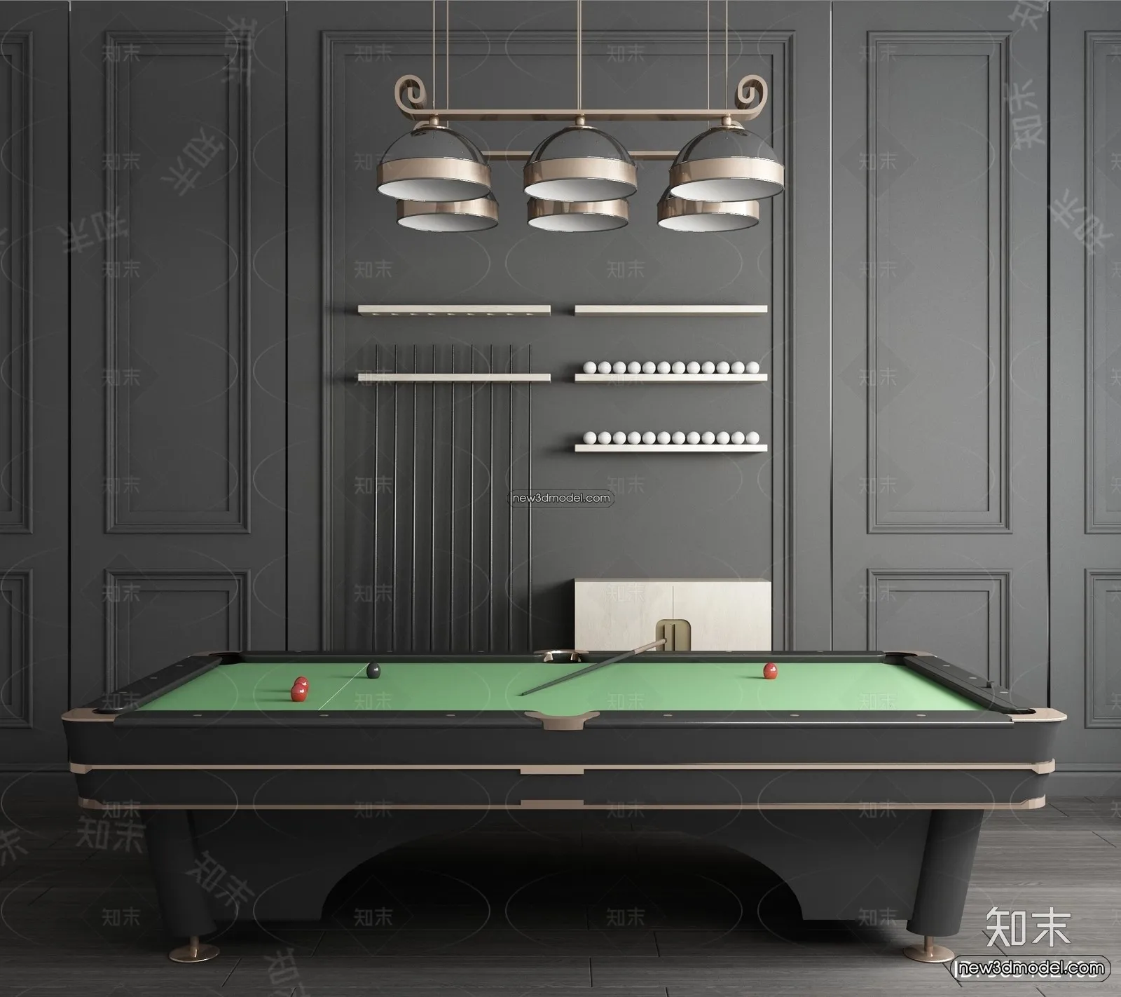 Interior 3D Models of Billiard – 3D Blocks – 076 – VRAY
