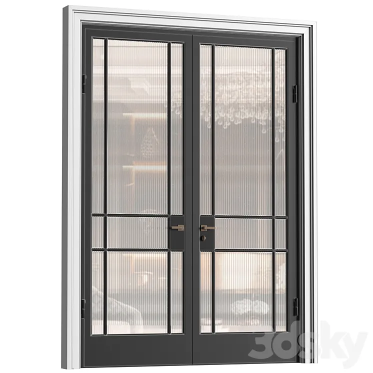 Interior Doors in Art Deco style with corrugated glass. Entrance Art Deco Interior Modern Doors 3DS Max