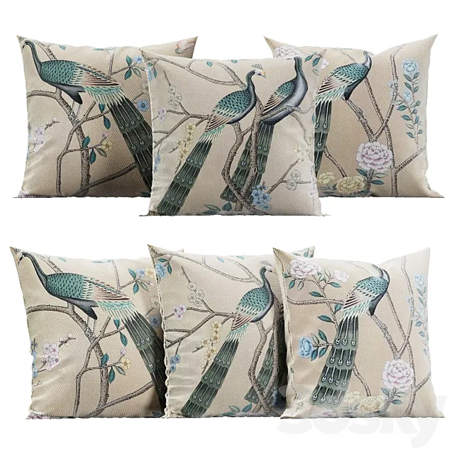 Interior pillows “Peacocks” 3ds Max