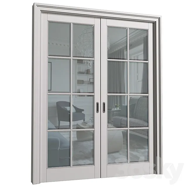 Interior sliding doors in classic style. French Art Deco Sliding Folding Modern Doors 3ds Max