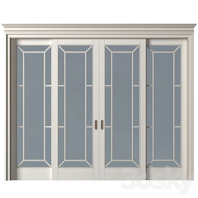 Interior sliding doors in classic style. French Art Deco Sliding Folding Modern Doors Glass 3ds Max