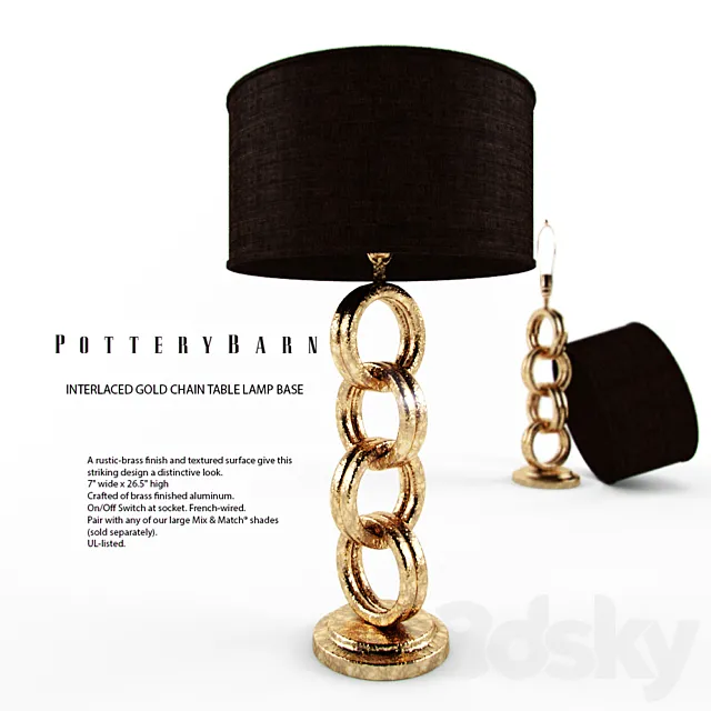 INTERLACED GOLD CHAIN ​​TABLE LAMP BASE 3ds Max