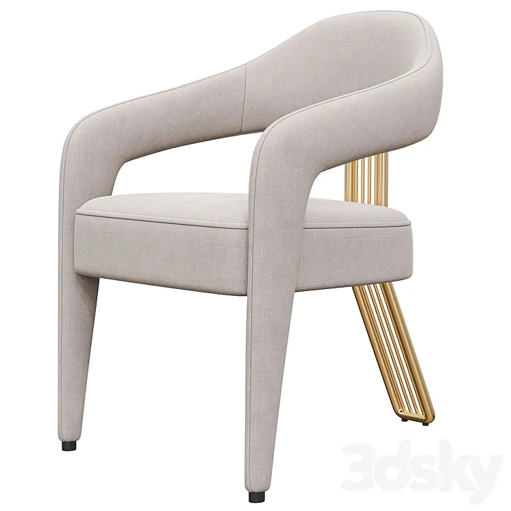 Invicta ii Dining Chair in White with Antique Brass Rear Leg 3DS Max Model
