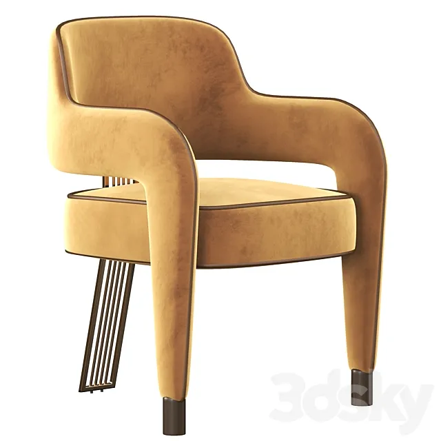 Invicta Ii Dining Chair with Metal Gilded Back Leg 3DSMax File