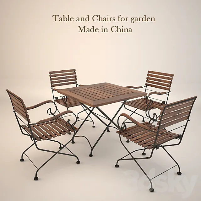 Iron chairs and table _ China 3DSMax File
