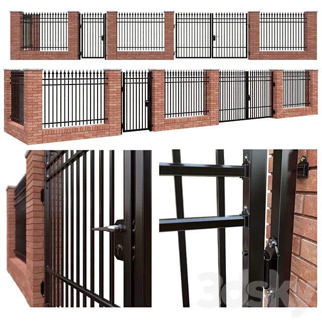 Iron fence set – classic 3DS Max Model