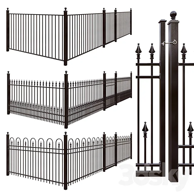 Iron fence set – Hoop and Picket _ Puppet Picket _ Pool 3ds Max