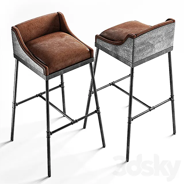 IRON SCAFFOLD LEATHER STOOL 3DS Max Model