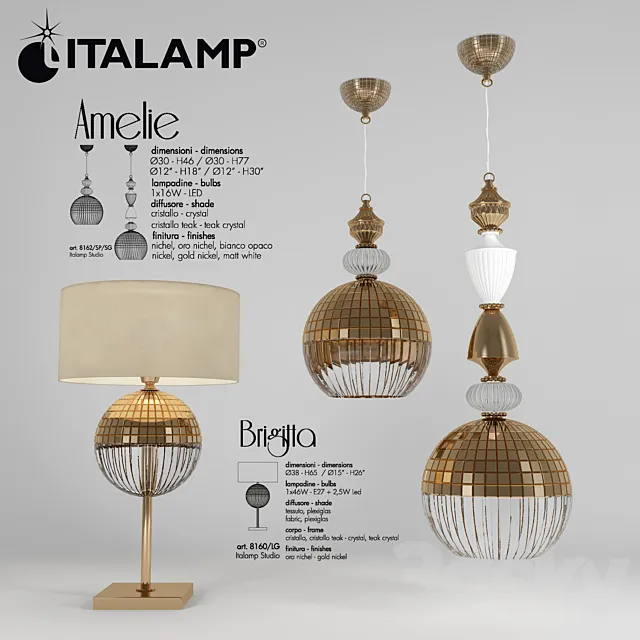 italamp brigitta 8160 lg amelie 8162 sp sg 3ds Max