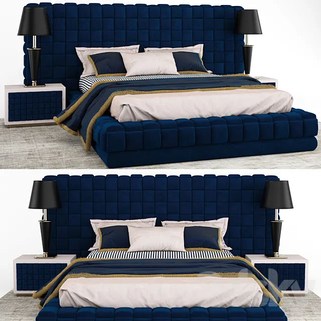 Italian Bed With Woven Headboard 3ds Max
