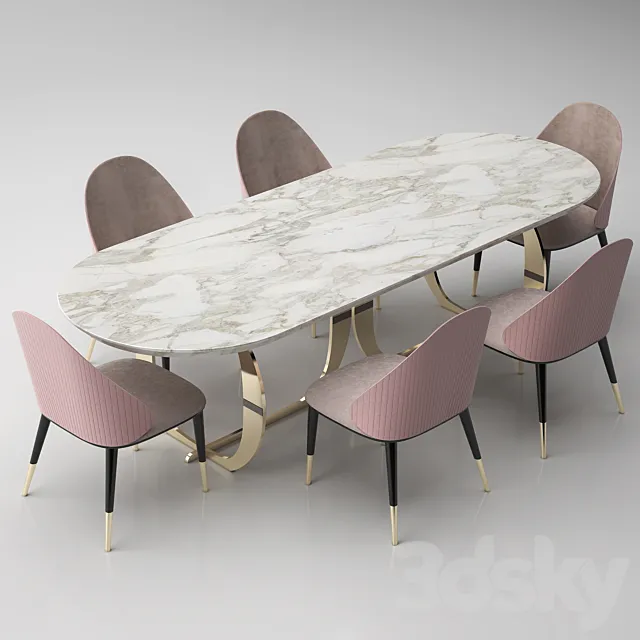 Italian dining room table + chair 3ds Max