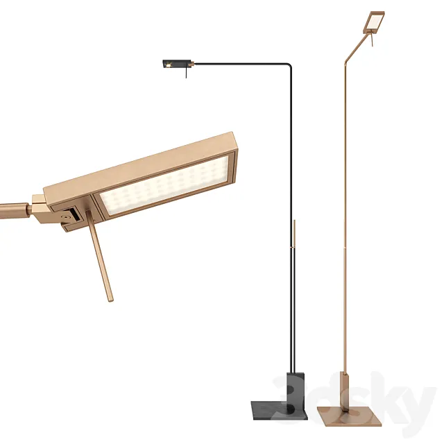 Italian Floor Lamp Viabizzuno Roy Lettura Diffusa and Spot 3DS Max Model