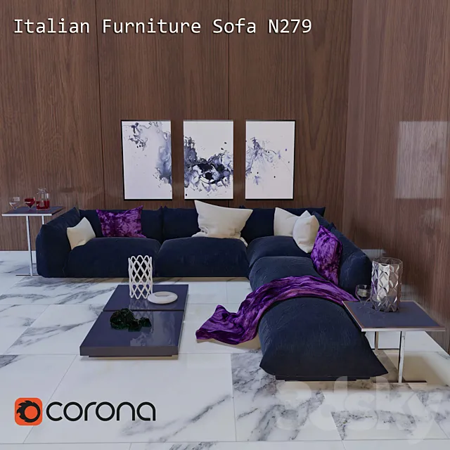 Italian furniture sofa N279 3DS Max Model