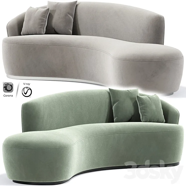 Italian Inspired Modern Curved Sofa 3DS Max