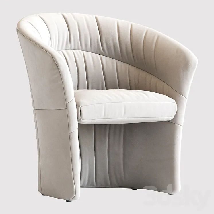 Italian Leather Barrell Lounge Chairs 1980 3DS Max