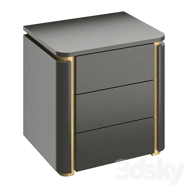 Italian light luxury bedroom bedside table 3ds Max