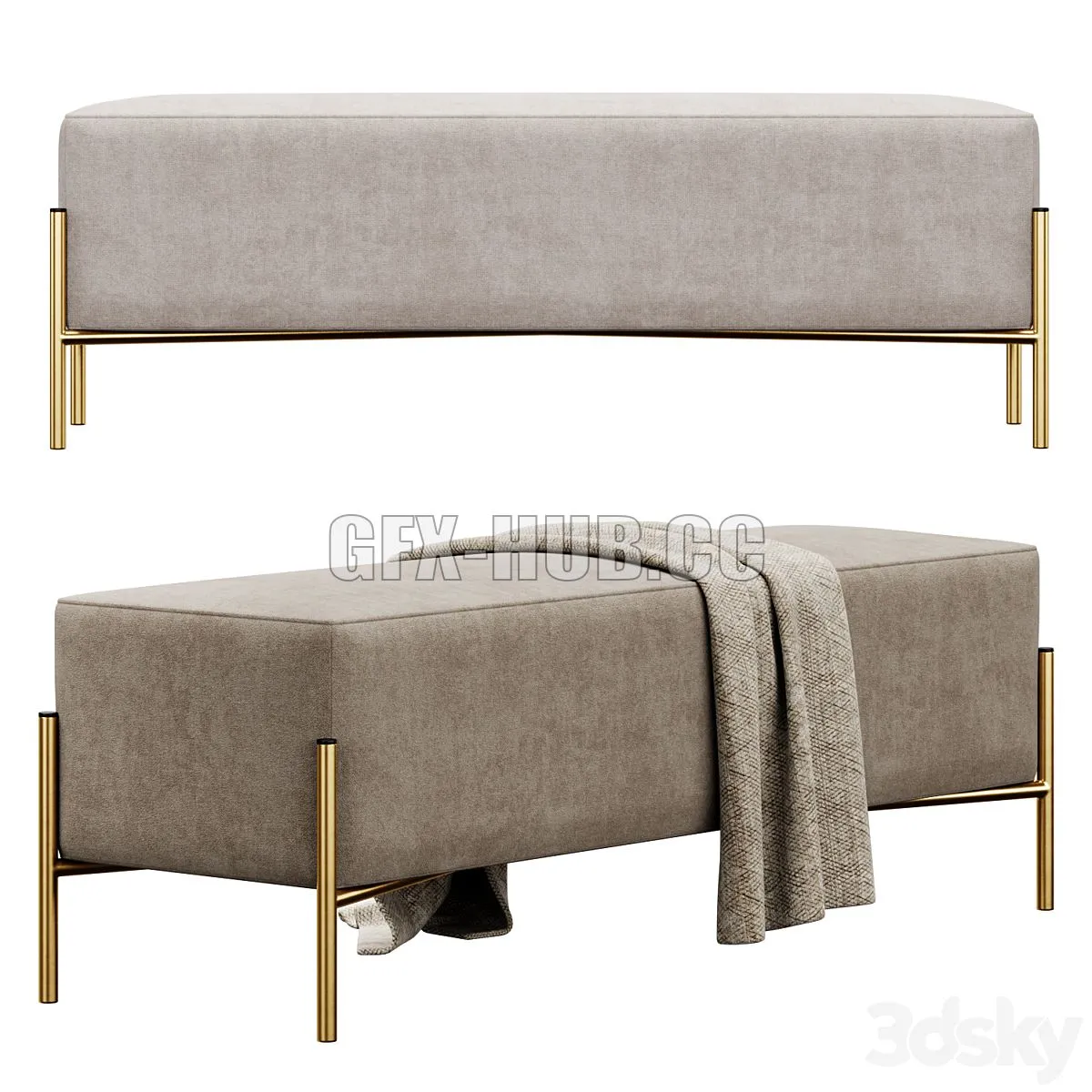 Ivor Upholstered Bench by Etta Avenue 3dsMax Model