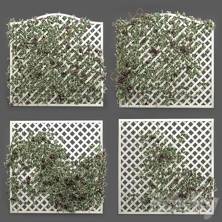 ivy grid panel( 4 different ivy composition) 3DS Max