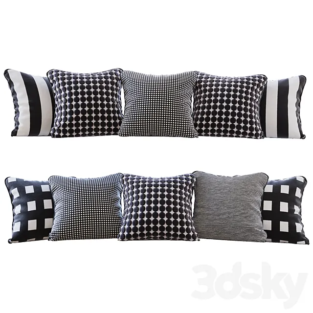 Jab Anstoetz Fabrics Fabric Pillow Set (Pillows Jab Anstoetz Fabrics 01 YOU) 3DS Max Model