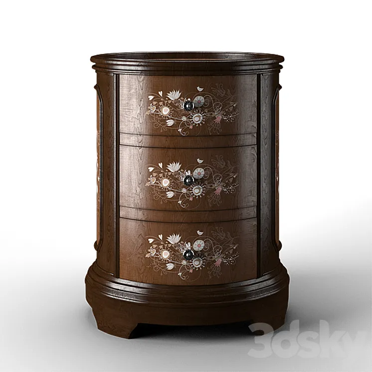 Jabbawy 3 Drawer Hand Painted Oval Tray Chest 3DS Max