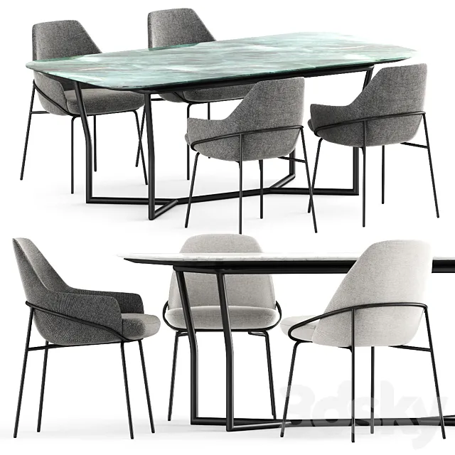 JACKIE chair and CJ table by BERTO 3ds Max