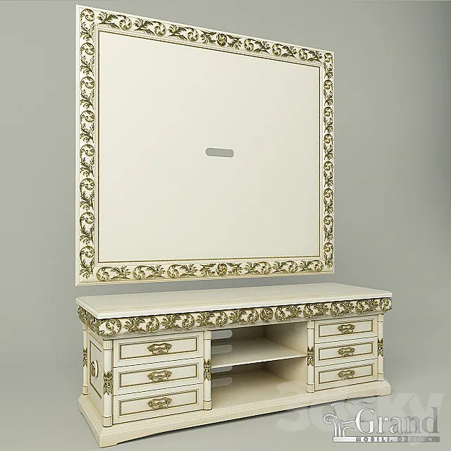 “Jacqueline” panel TV and nightstand. “Grand” 3DSMax File