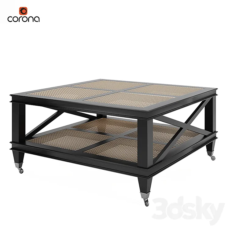 Jacqueline Wicker Shelves Coffee Table 3DS Max