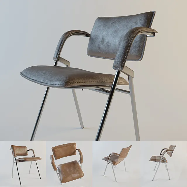 Jacques Dumont Leather and Iron Chair_coroma3 3DS Max Model