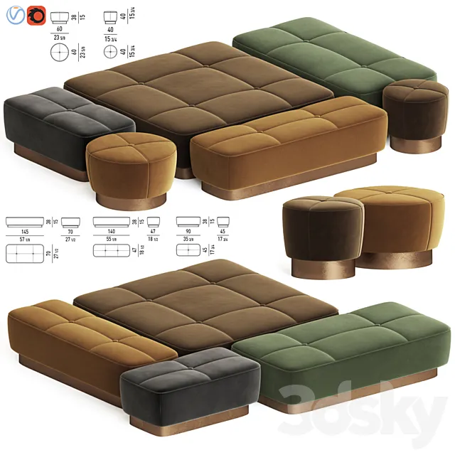 Jacques Pouf Set Minotti 3DS Max Model