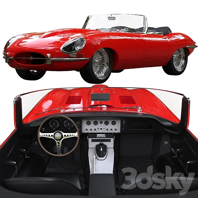 Jaguar e type Roadster (1962 Jaguar XKE Series I 3.8 Roadster) 3DS Max Model