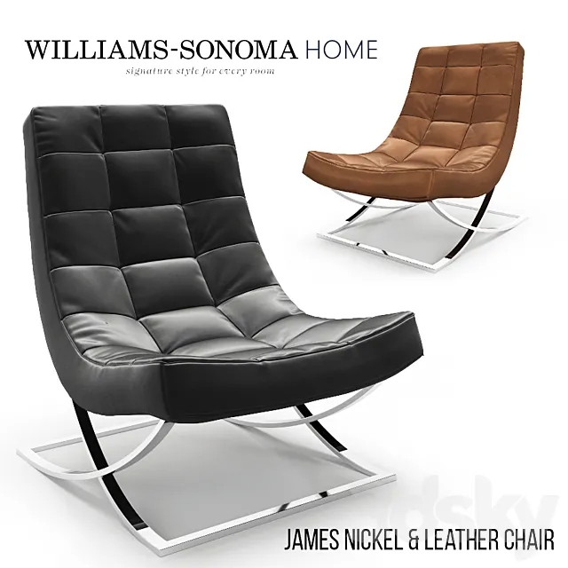 James Nickel Leather Chair 3ds Max