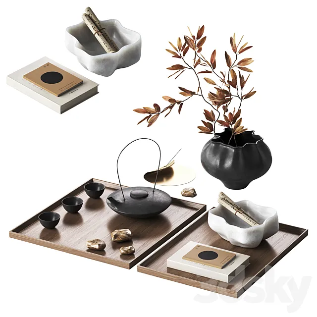 Japandi decorative set 2 3ds Max