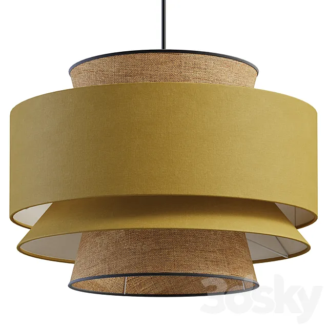 Japanese Style Green Fabric Pendant Lamp For Living Room 3ds Max