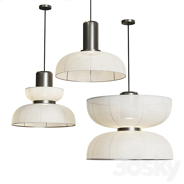 Japanese Wabi-Sabi Fabric Pendant Lights style AD 3DS Max Model