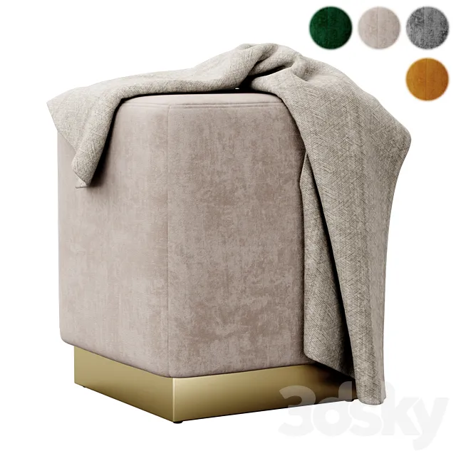 Jax Velvet Ottoman Stool by Meridian Furniture 3ds Max