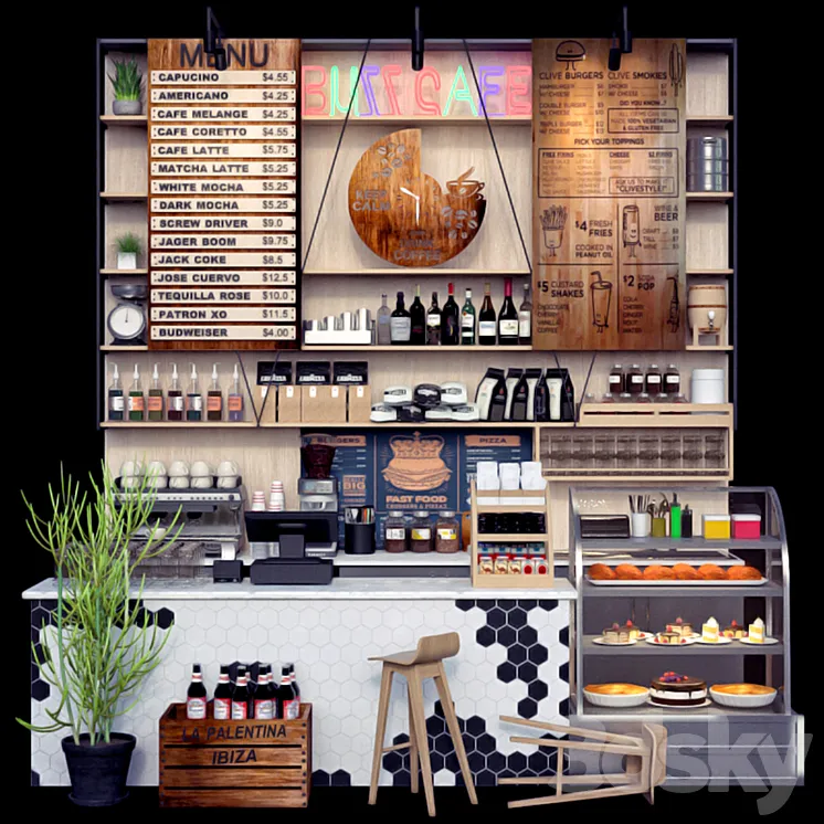 JC Coffee Shop Counter 3DS Max