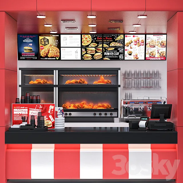 JC Fastfood and Coffee Kiosk 4 3DS Max Model